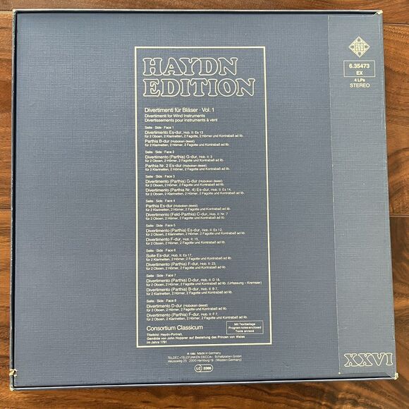 Haydn Edition Bläserdivertimenti Divertimenti for Wind Instruments Vol. 1 4xLP - Picture 13 of 13